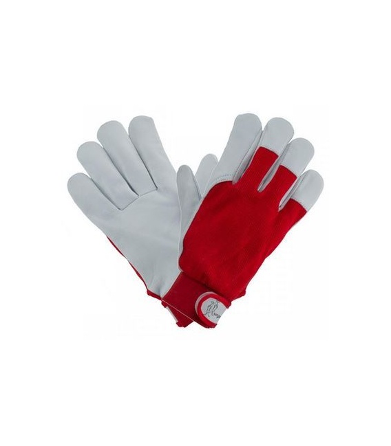 12 GUANTES PIEL CON DORSO DE TELA CIERRE VELCRO