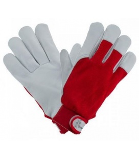 12 GUANTES PIEL CON DORSO DE TELA CIERRE VELCRO