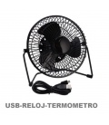 VENTILADOR USB RELOJ+TERMOMETRO