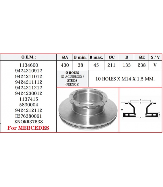 DISCO FRENO KNORR II376380061