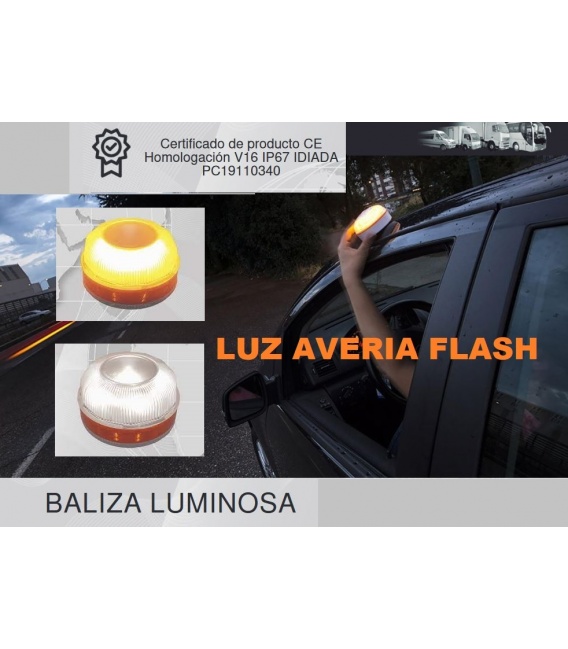 Luces de emergencia coche. Baliza V16 homologada Help Flash