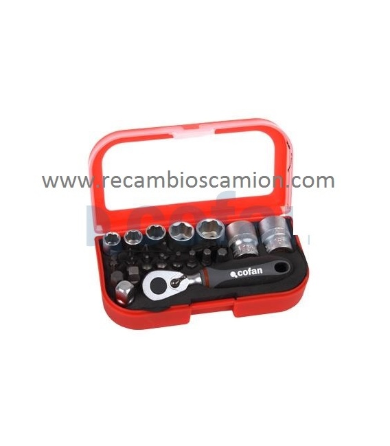 Llave carraca vasos y puntas 1/4.