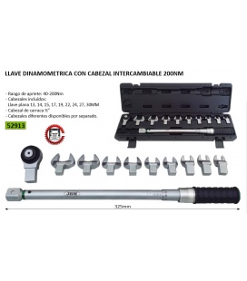 LLAVE DINAMOMETRICA CON CABEZAL INTERCAMBIABLE 200NM